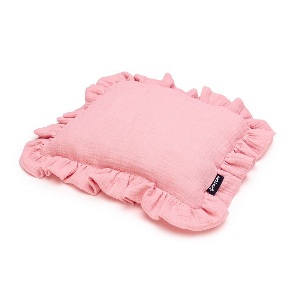 T-TOMI BIO Mušelínový polštářek s volánkem - pink