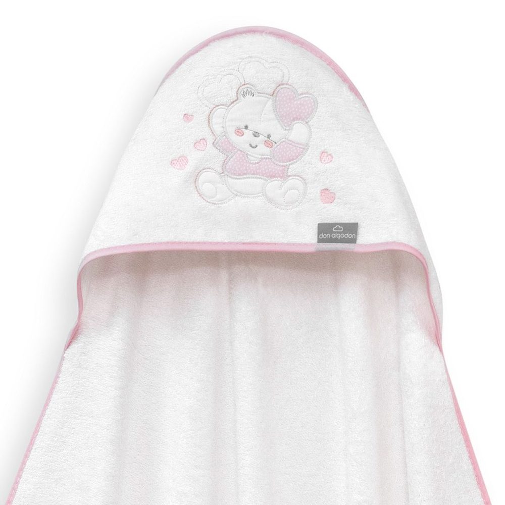 Interbaby Osuška MEDVÍDEK SE SRDÍČKY - BÍLORŮŽOVÁ