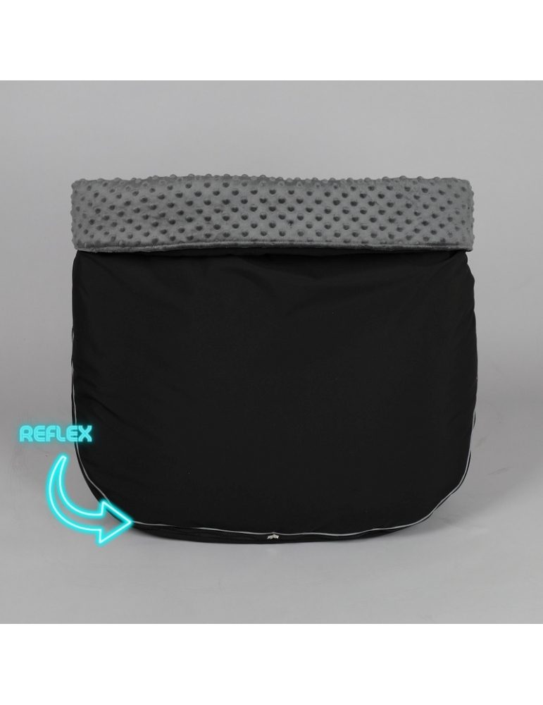 Nánožník DOUBLE černý s tmavě šedou minky REFLEX