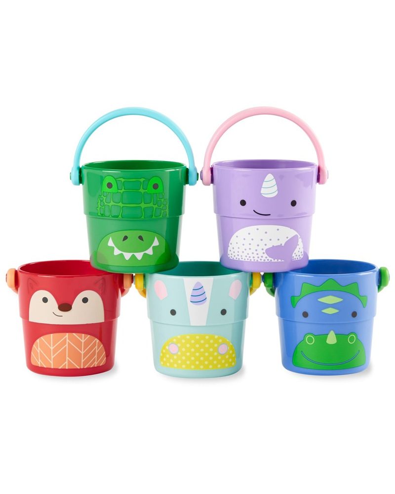 SKIP HOP Zoo hračka do vody kbelíky Stack&Pour 5ks 9m+