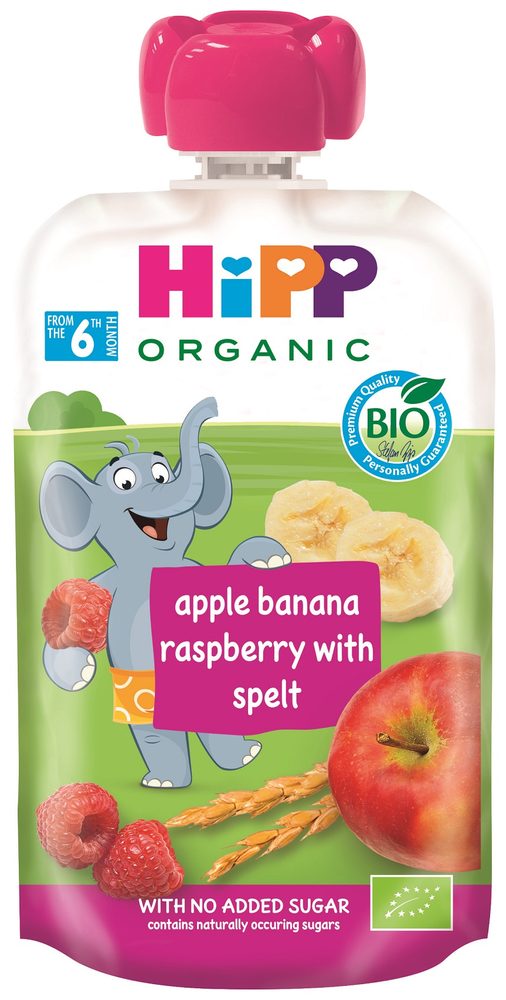 HiPP BIO Hippies Jablko-Banán-Maliny-Celozrnné obiloviny