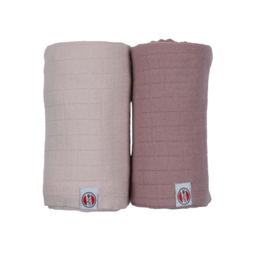 LODGER Swaddler Solid 2balení 110 x 110 cm Powder/Rose