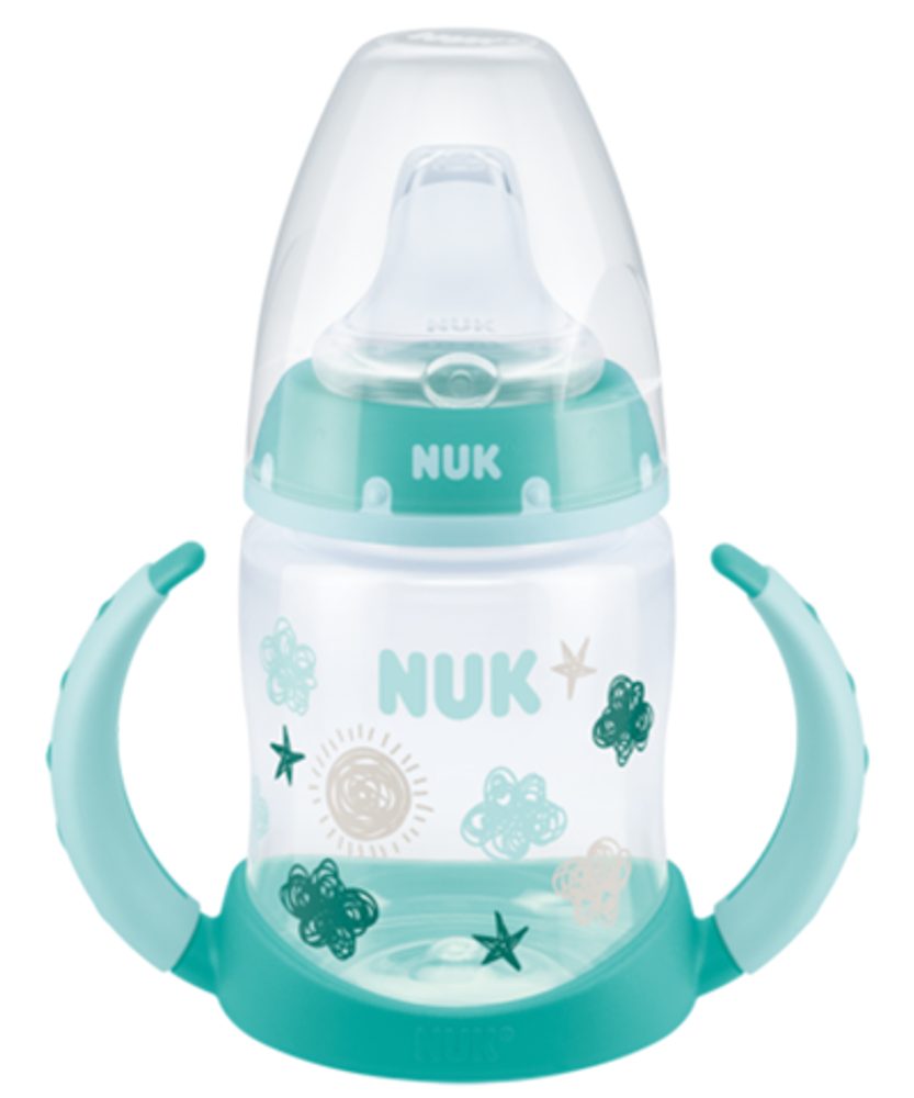 NUK FC lahvička na učení s kontrolou teploty 150ml - tyrkysová obloha
