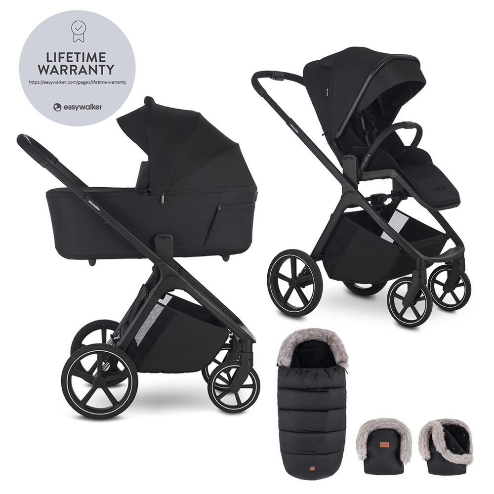 EASYWALKER Set kočárek 2v1 Zoey Go Chestnut Brown XL s příslušenstvím - EASYWALKER Set kočárek 2v1 Zoey Go Pure Black XL s příslušenstvím