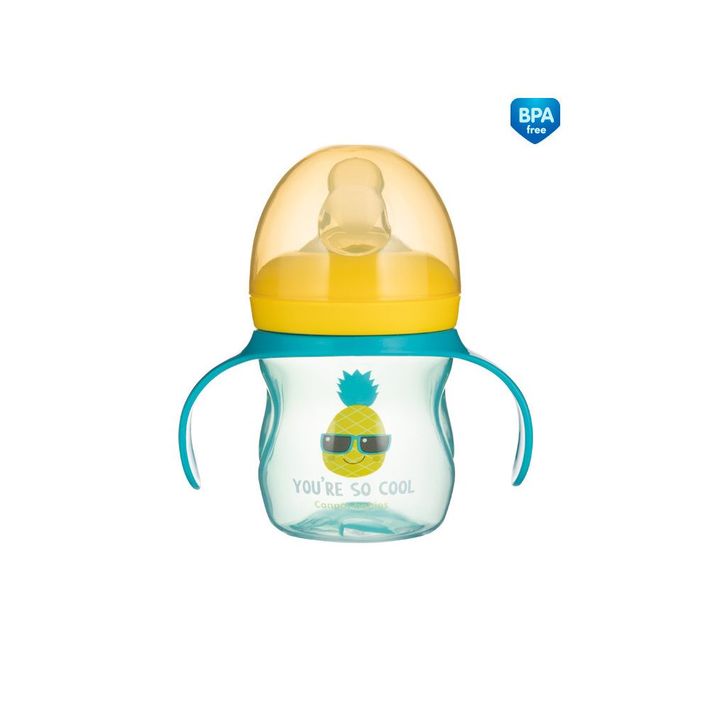 Canpol babies Tréninkový hrníček se silikonovým pítkem a úchyty SO COOL Ananas 150 ml