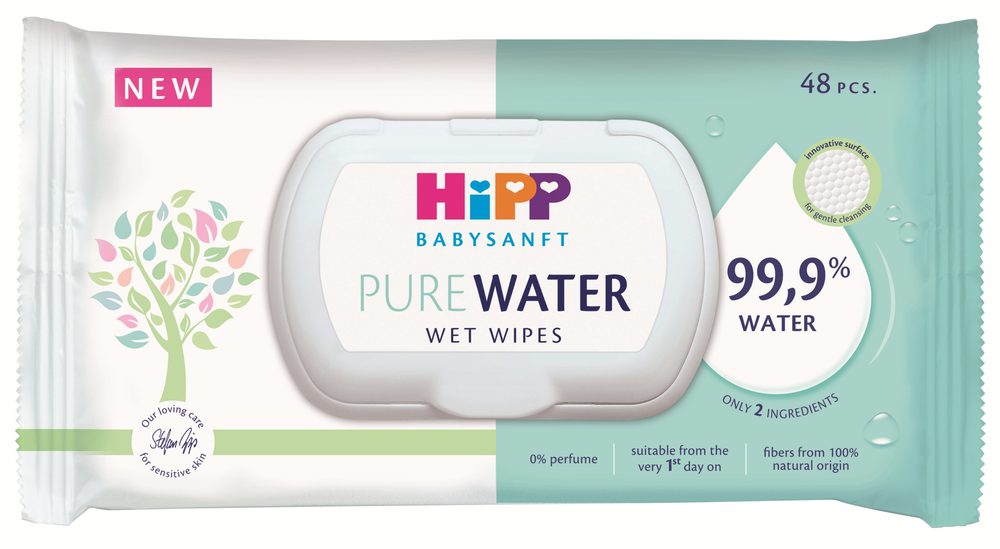 Hipp Babysanft Čistící vlhčené ubrousky Soft&Pur + VÍČKO 48 ks