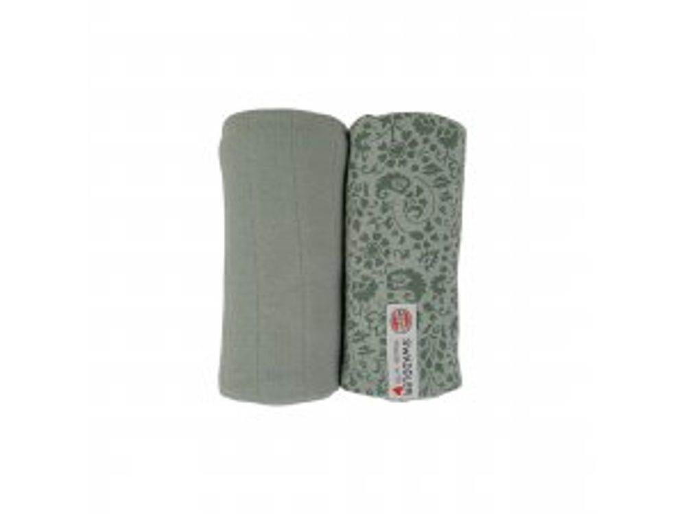 LODGER Swaddler Flower Tribe 2balení 120 x 120 cm Silt Green