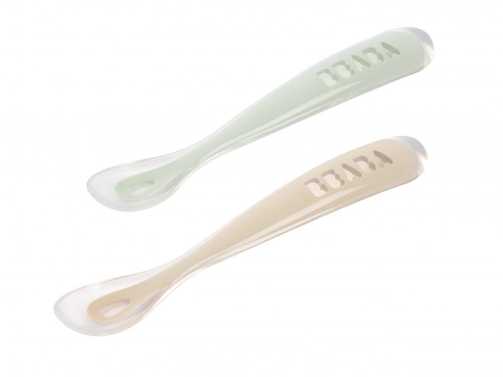 Beaba První lžičky silikonové 2 ks s pouzdrem Clay