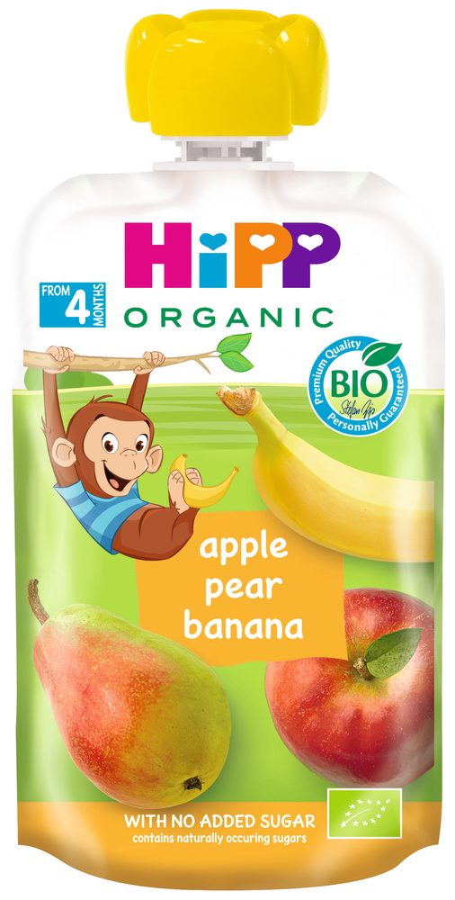 HiPP BIO 100% ovoce Jablko-Hruška-Banán
