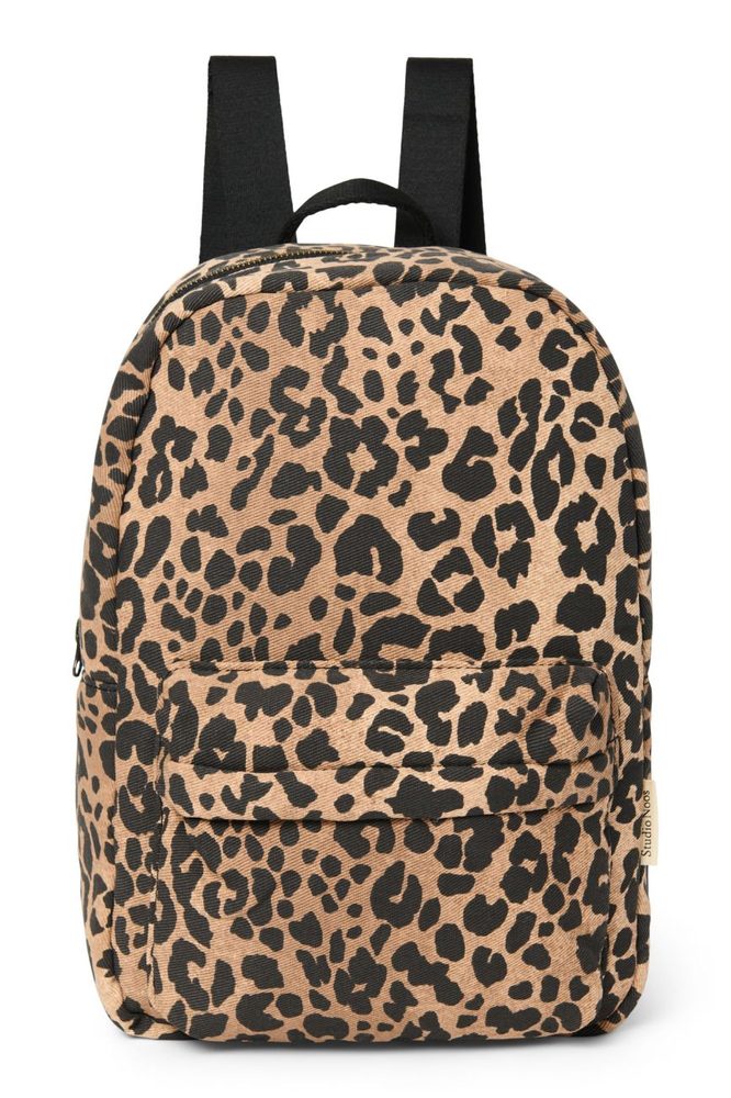 Studio Noos Cotton Midi BACKPACK batůžek s přední kapsou Brown Leopard