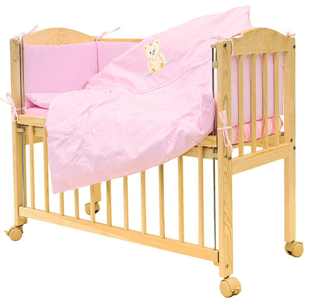 Scarlett Souprava do postýlky Baby 7-dílná Méďa růžová 90x41cm