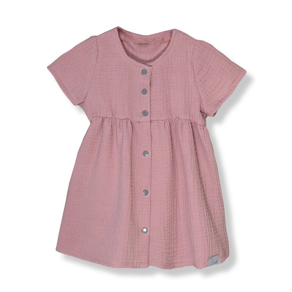 ESITO Mušelínové šaty Barunka Powder pink - pudrová / 68 - ESITO Mušelínové šaty Barunka Powder pink - pudrová / 74