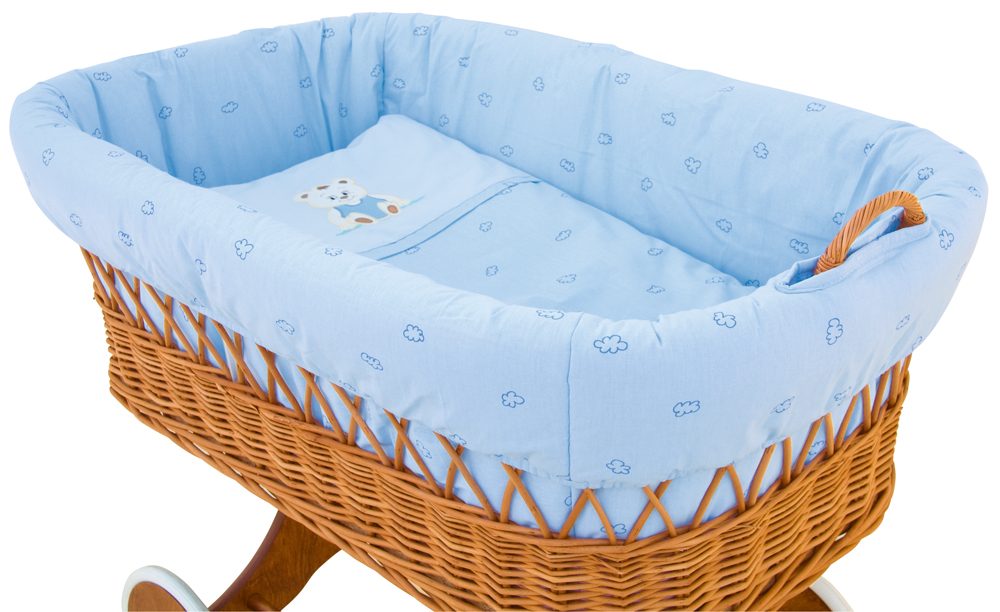 Scarlett 6-dílná souprava Méďa do proutěného koše- modrá