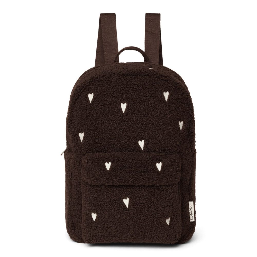 Studio Noos Teddy Midi BACKPACK batůžek s přední kapsou Chocolate Hearts