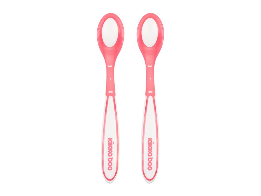 KikkaBoo Lžičky s tepelným senzorem 2 ks Boo Pink