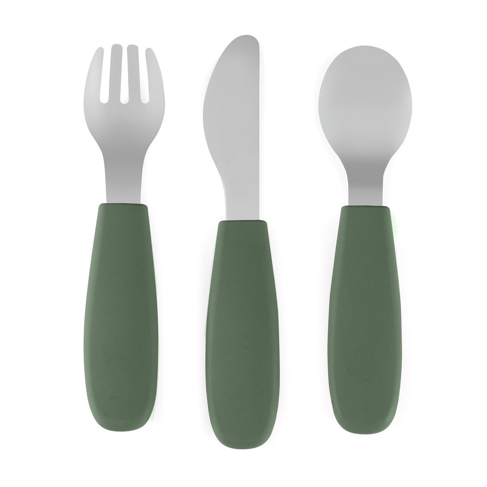 PETITE&MARS Sada příborů s nerezové oceli Take&Match Desert Sand 12m+ - PETITE&MARS Sada příborů s nerezové oceli Take&Match Misty Green 12m+