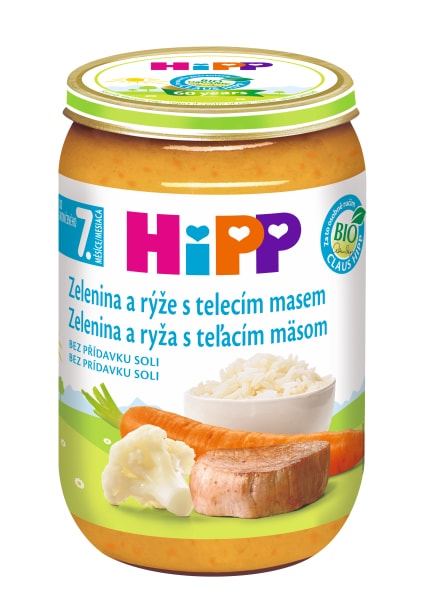 HiPP BIO Zelenina s rýží a telecím masem