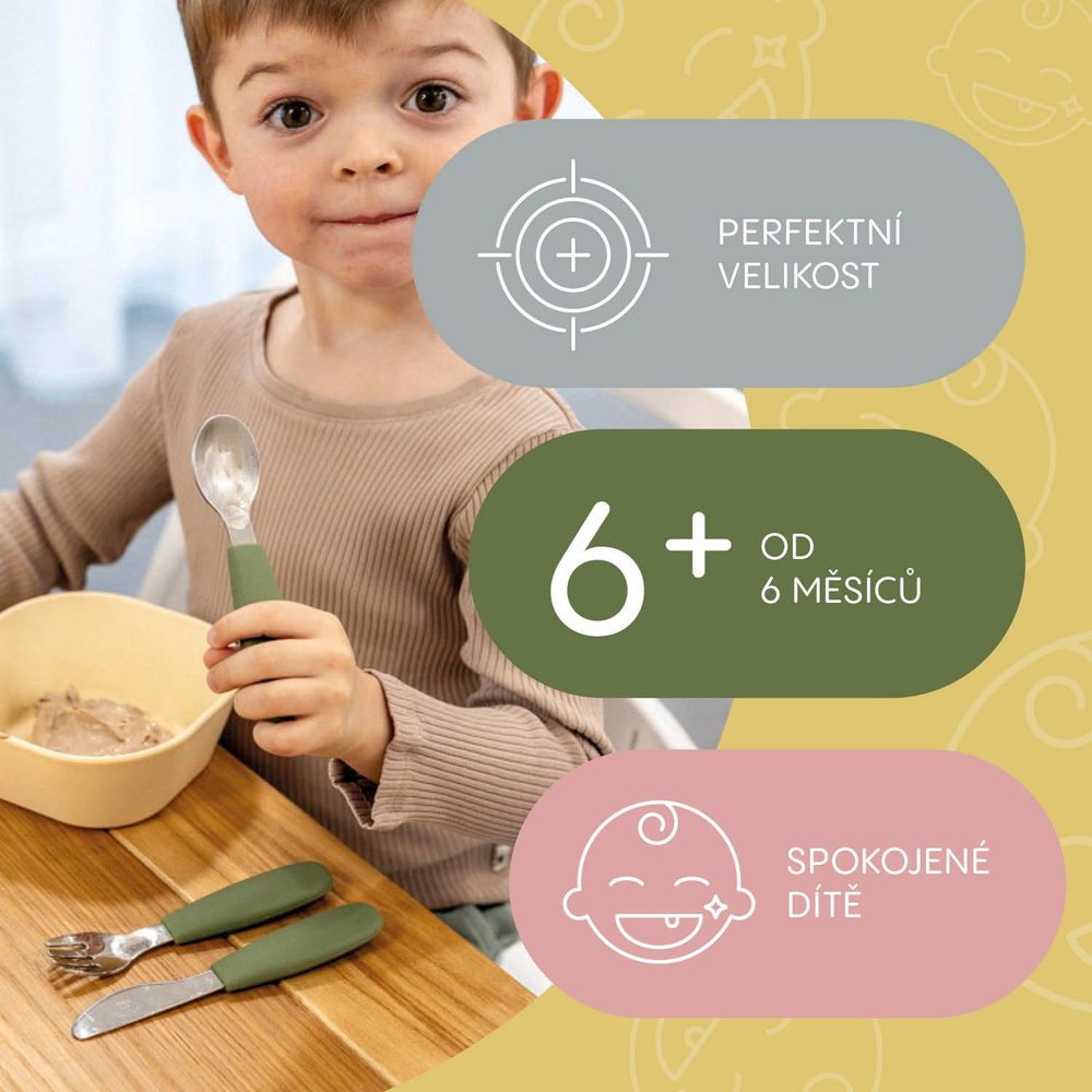 ZOPA Silikonový dětský příbor - Dove Grey (obrázek 9)