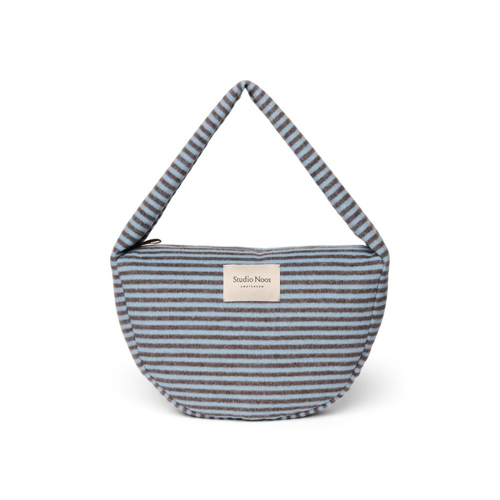 Studio Noos VLNĚNÁ Cross Body Bag Stripy Wool Light Blue Brown