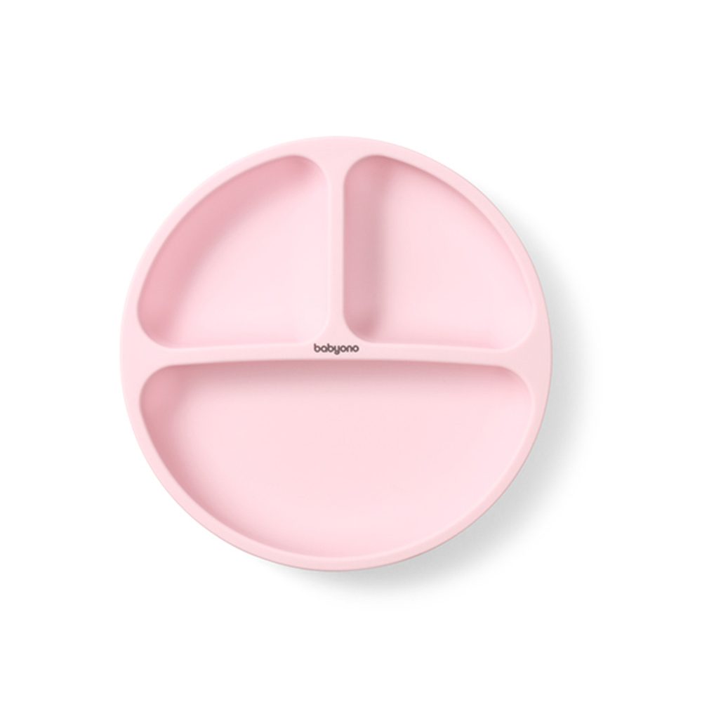 BABYONO Talíř silikonový s přísavkou - blue 6m+ - BABYONO Talíř silikonový s přísavkou - pink 6m+