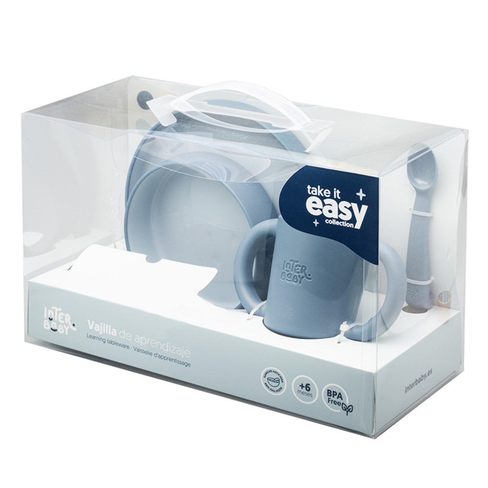 Interbaby JÍDELNÍ SET silikonový - modrý (obrázek 5)
