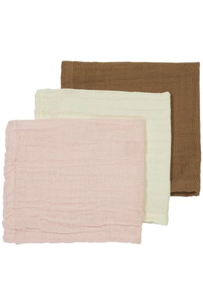 Meyco Mušelínová plena-žínka 3-balení - Offwhite/soft pink/toffee