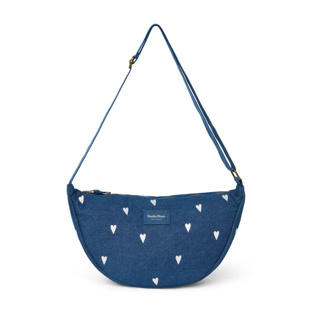 Studio Noos Denim Adult FANNY kabelka | Hearts Dark Blue White Hearts