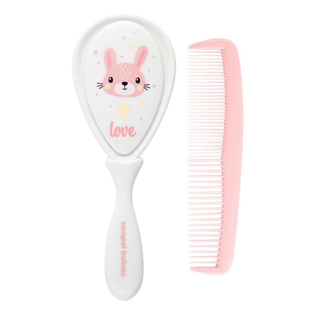 Canpol babies Hřeben a kartáč CUTE ANIMALS růžový