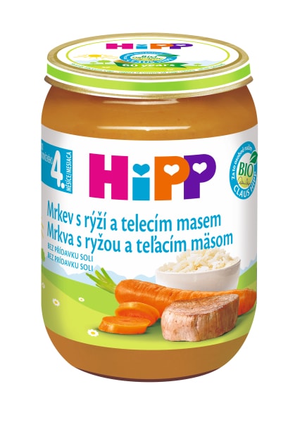 HiPP BIO Mrkev s rýží a telecím masem