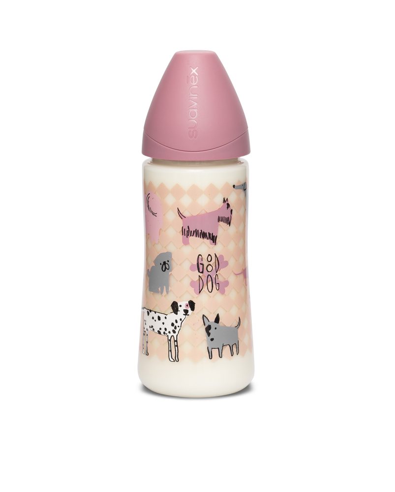 LÁHEV Kulatá savička SILIKON 360 ml - RŮŽOVÝ PES