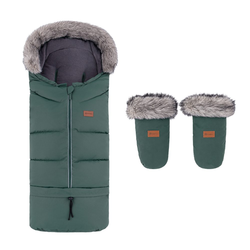 PETITE&MARS Set zimní fusak Arctic 4v1 + rukavice na kočárek Fjora - PETITE&MARS Set zimní fusak Arctic 4v1 + rukavice na kočárek Fjora Khaki