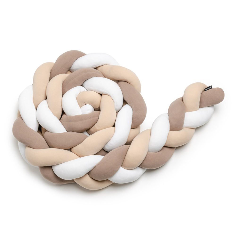 T-Tomi Pletený mantinel 360 cm - white + beige + mocca