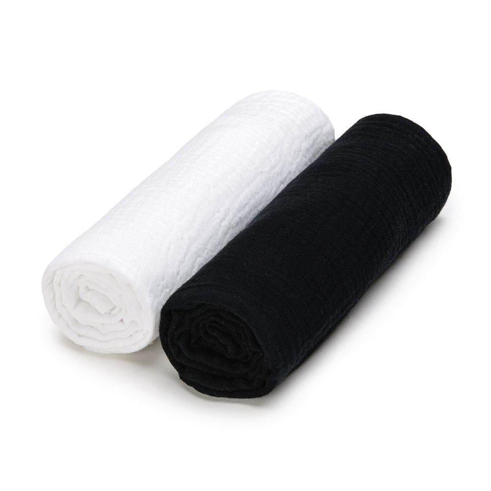 Levně T-Tomi Mušelínové BIO pleny 2ks - Black + White