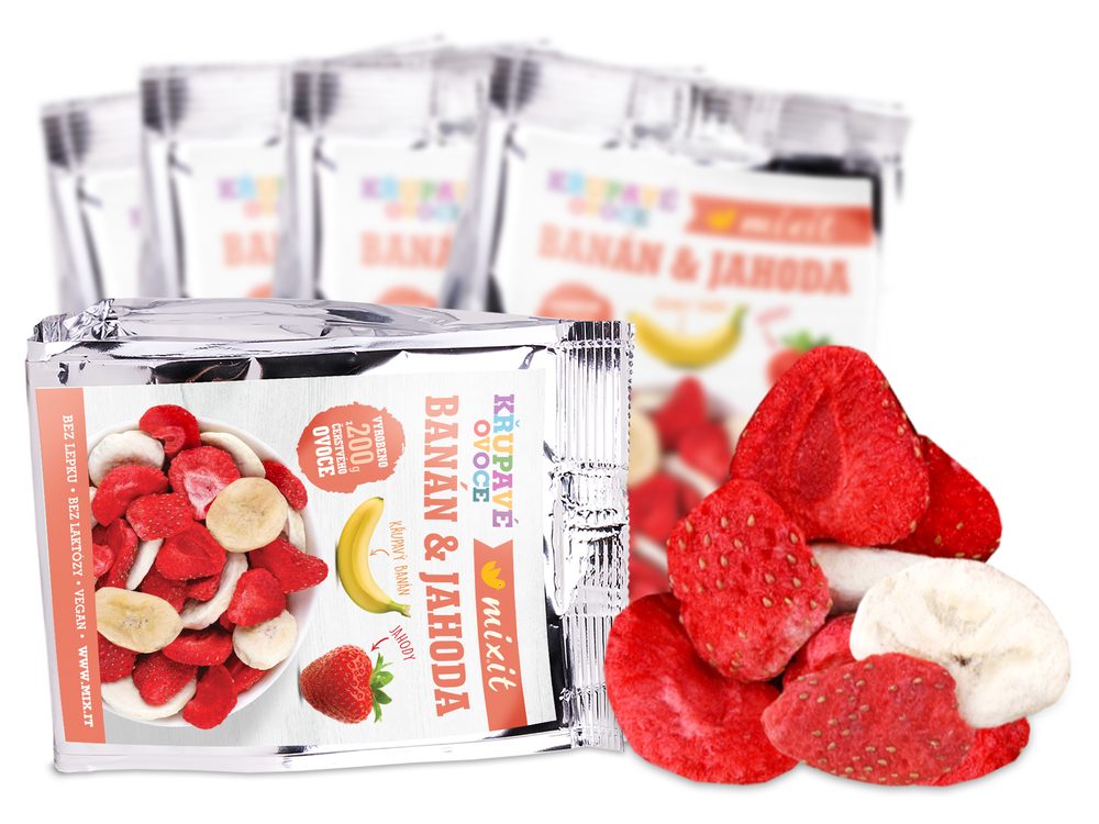 Mixit Křupavé ovoce do kapsy - Banán + Jahoda, 23 g