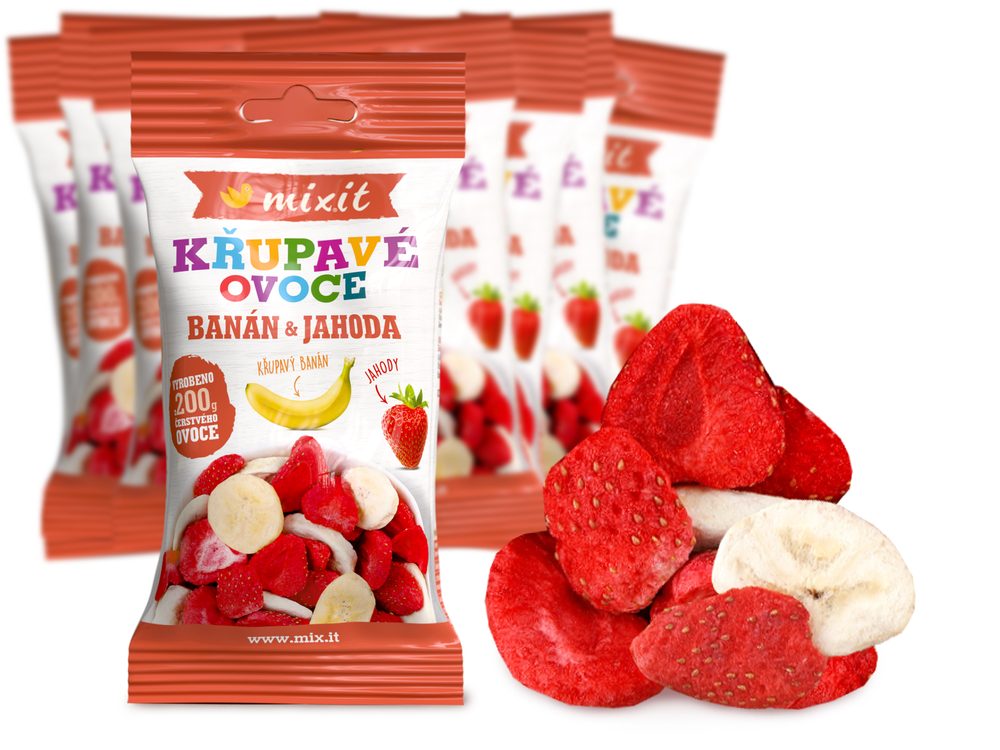 Křupavé ovoce do kapsy - Banán & Jahoda