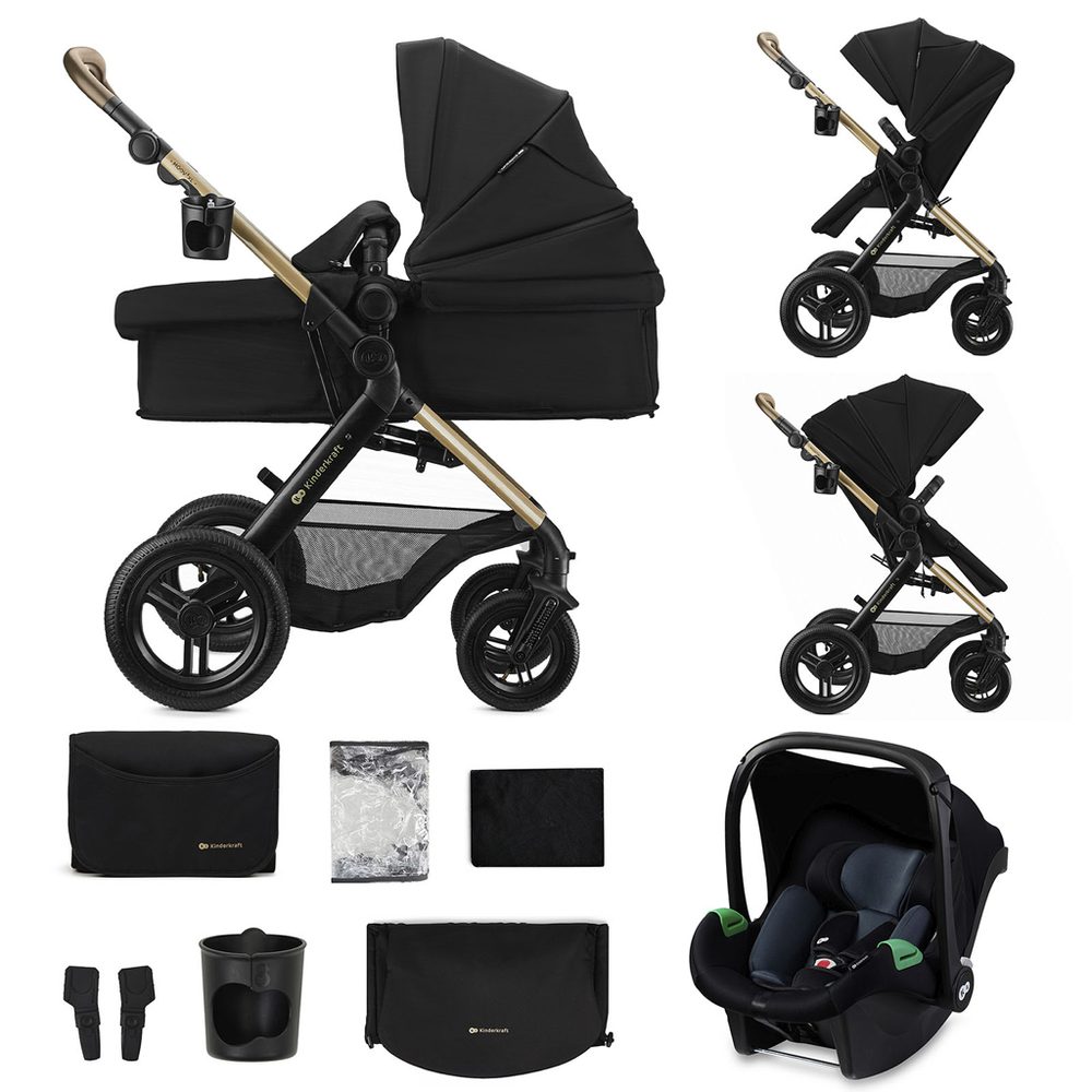 Levně KINDERKRAFT Kočárek kombinovaný 3v1 Moov 2 XL - Air Black