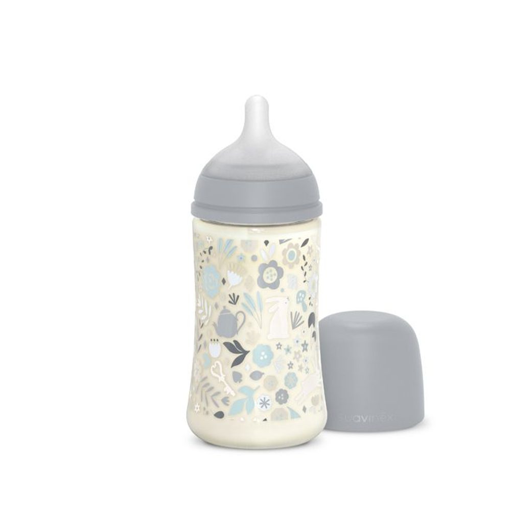 Suavinex Kojenecká láhev WONDERLAND 270ml FYZIOL PRŮTOK M - LIBERTY MODRÁ