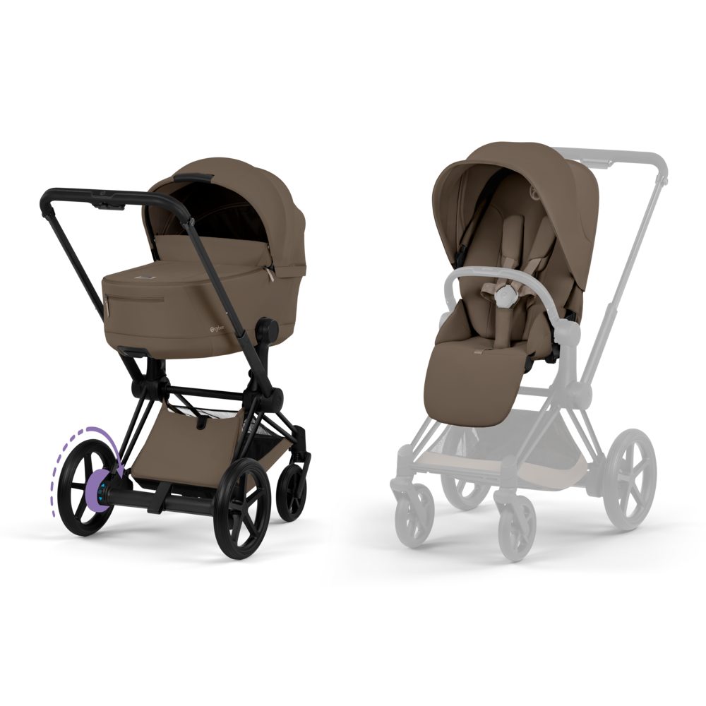 Cybex e-Priam Comfort kompletní kočárek 2026 - Matt Black / Coconut Brown