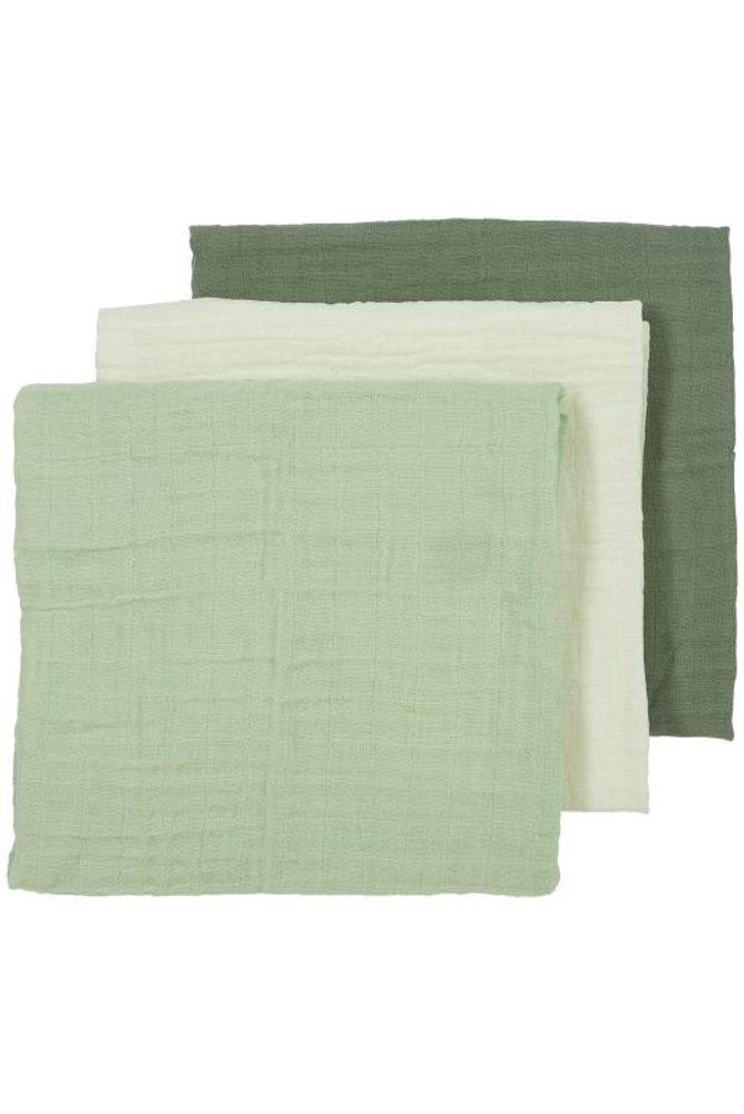 Meyco Mušelínové pleny 3-balení - Offwhite/soft green/forest green