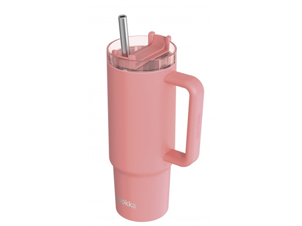 Quokka Nerezový termohrnek s brčkem Vibe Coral 880 ml