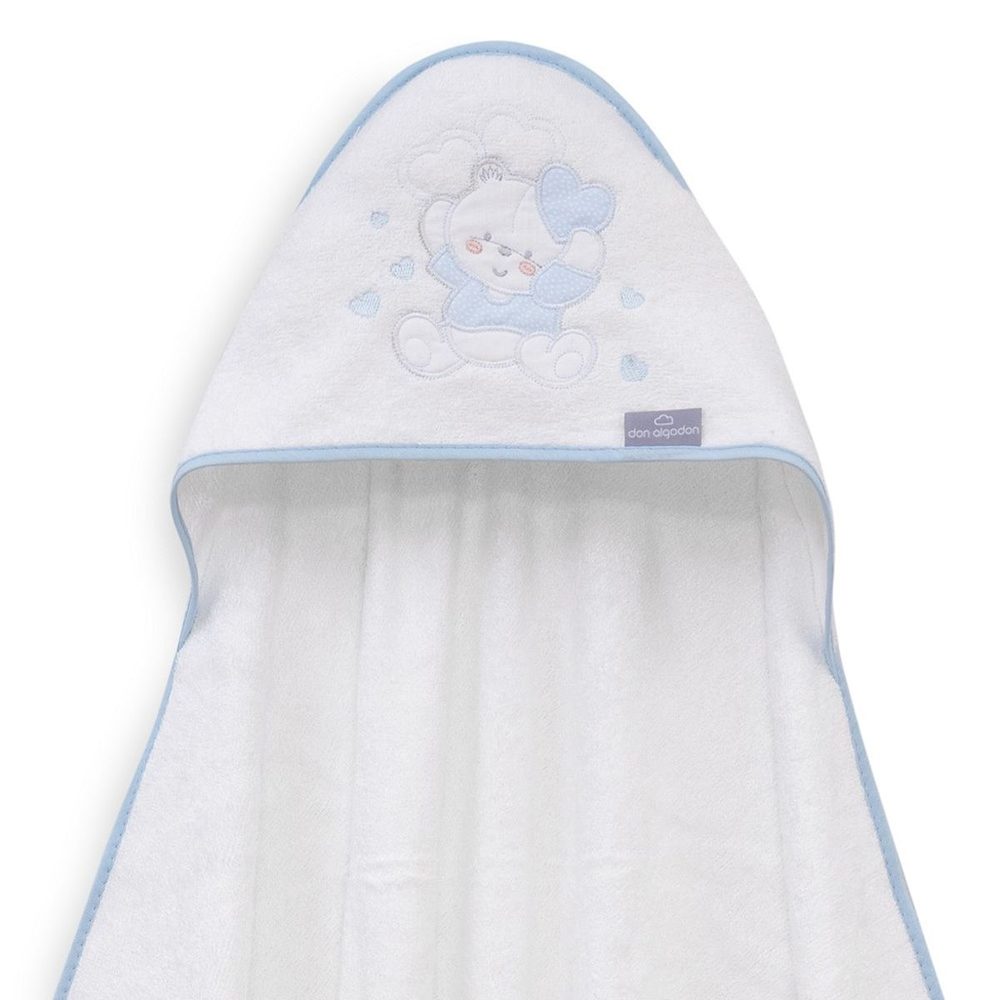 Interbaby Osuška MEDVÍDEK SE SRDÍČKY - BÍLOMODRÁ