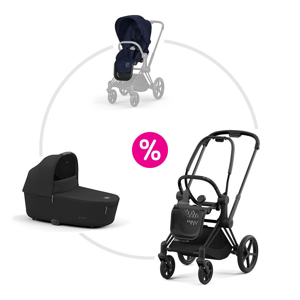 Cybex Priam 4.0 set podvozek Matt Black + sportovní sezení + korba 2025 - Sepia Black/Rebellious