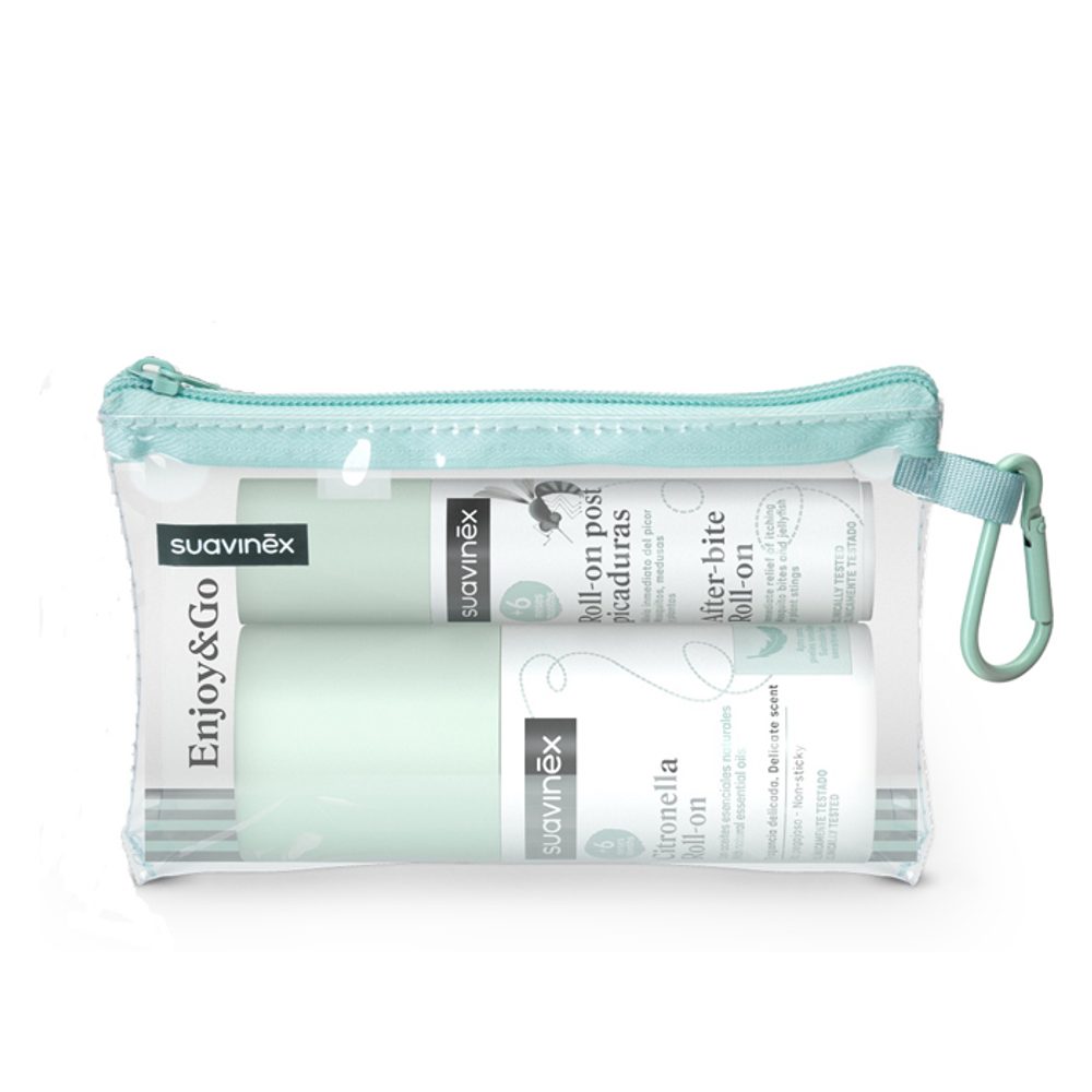 Suavinex Set v praktické taštičce - repelent + kulička po kousnutí 50+15 ml
