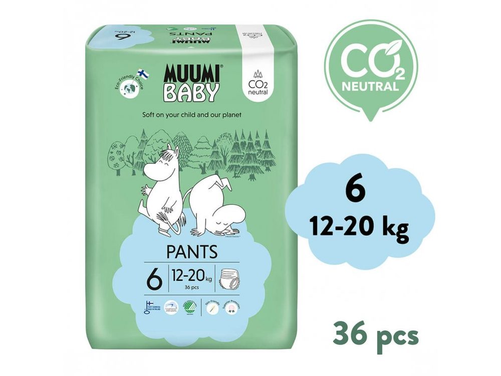 Muumi Baby Walkers 6 Junior 12-20 kg (36 ks), kalhotkové eko pleny