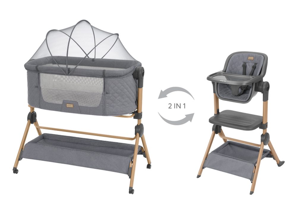 KikkaBoo Postýlka a židlička 2v1 Sleat Me Grey