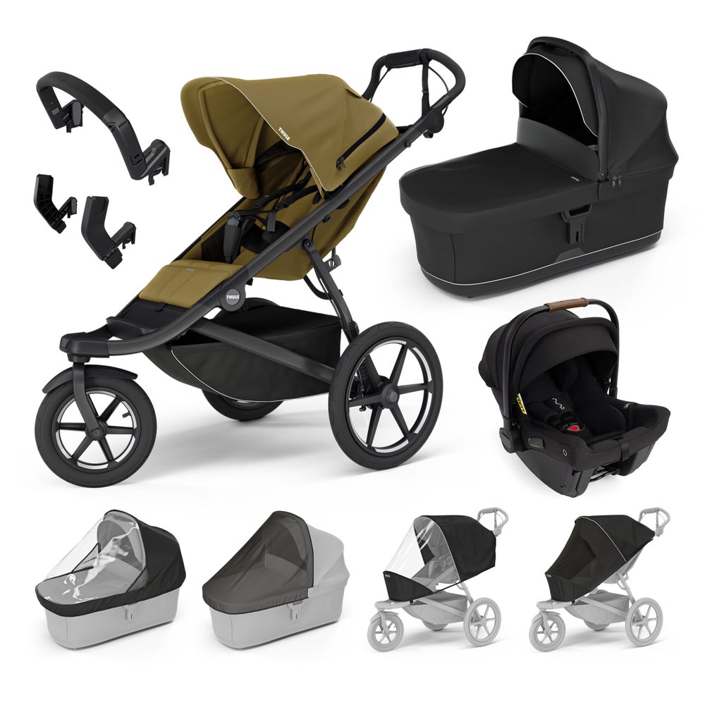 THULE Trojkombinace 9v1 Urban Glide 3 + Bassinet + příslušenství 2024 + Nuna PIPA™ URBN - Nutria Green