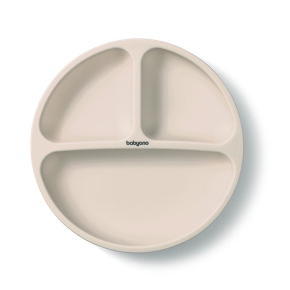 Levně BABYONO Talíř silikonový s přísavkou - blue 6m+ - BABYONO Talíř silikonový s přísavkou - beige 6m+