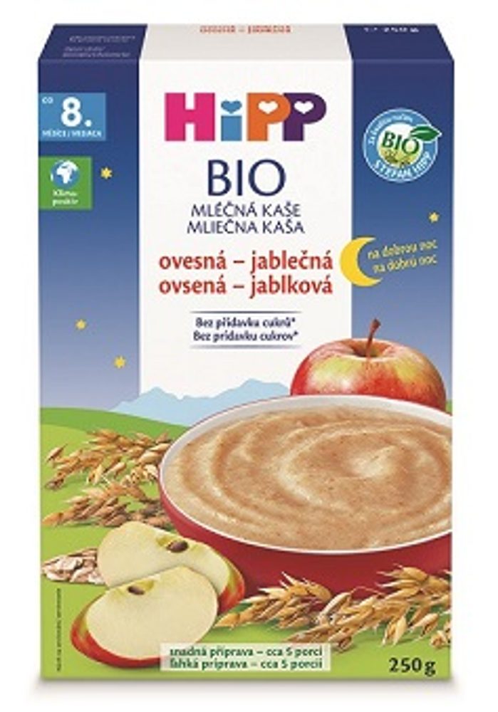 HiPP BIO Mléčná kaše na dobrou noc ovesná-jablečná 250g