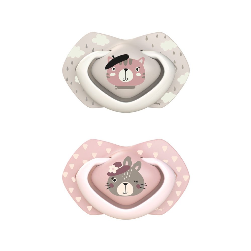 Canpol babies set symetrických silikonových dudlíků 6-18m BONJOUR PARIS růžový