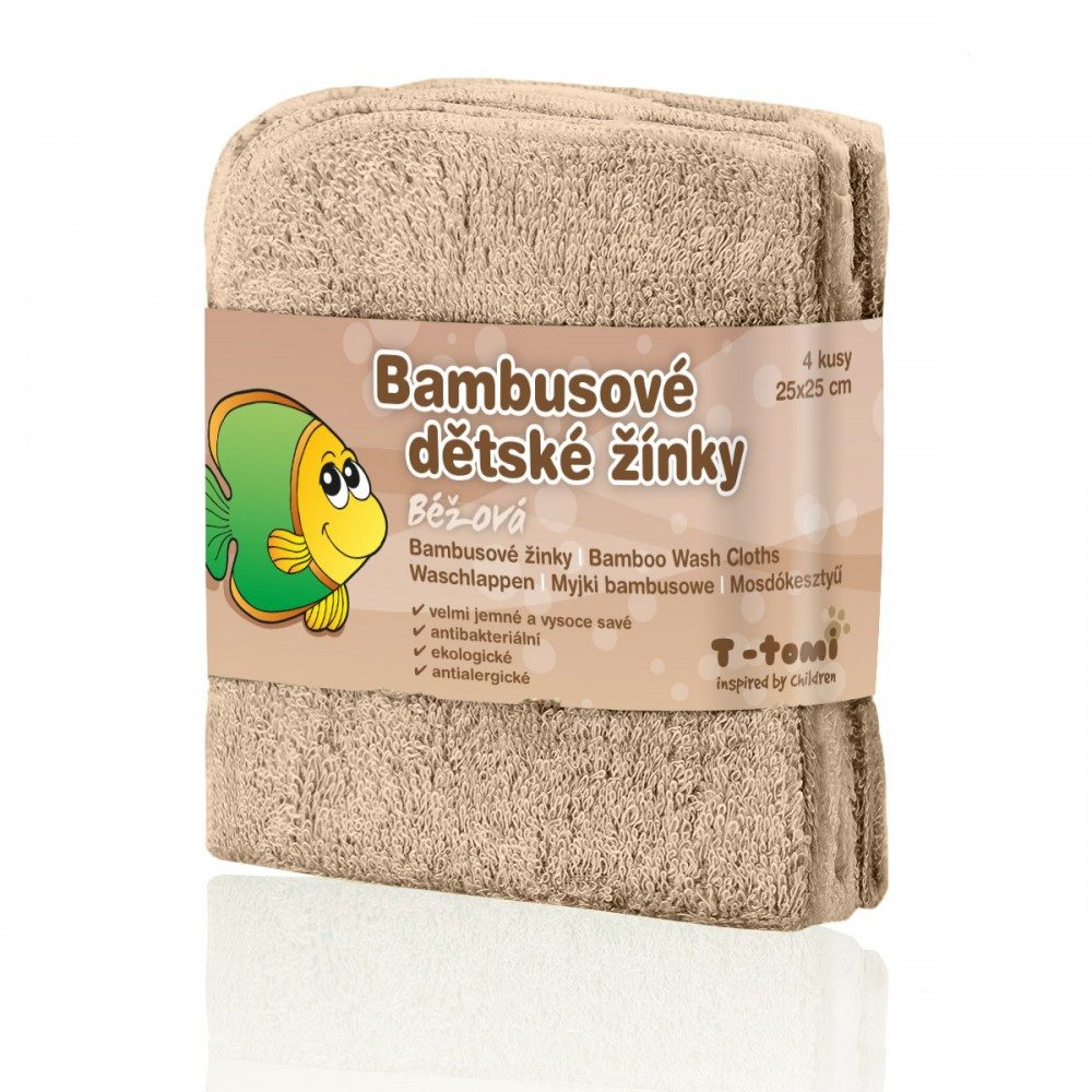 T-Tomi Bambusové žíňky v provedení ubrousek 4ks - béžová